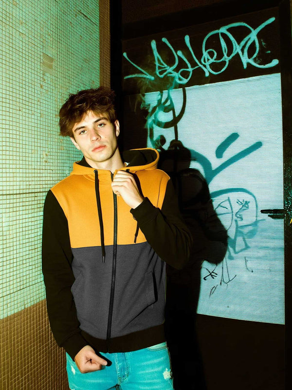 Sudadera con cremallera Chimp de Loco Monky Mustard/Black/DarkGrey by LOCO MONKY