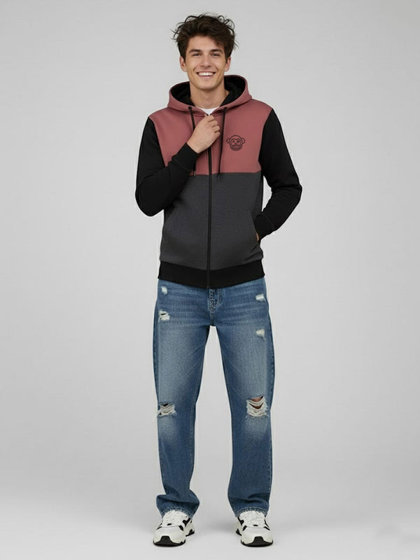 Sudadera con cremallera Chimp de Loco Monky Wine/Black/DarkGrey by LOCO MONKY