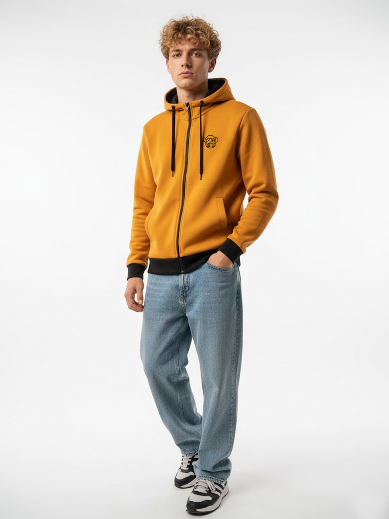 Sudadera con cremallera Chimp de Loco Monky Mustard