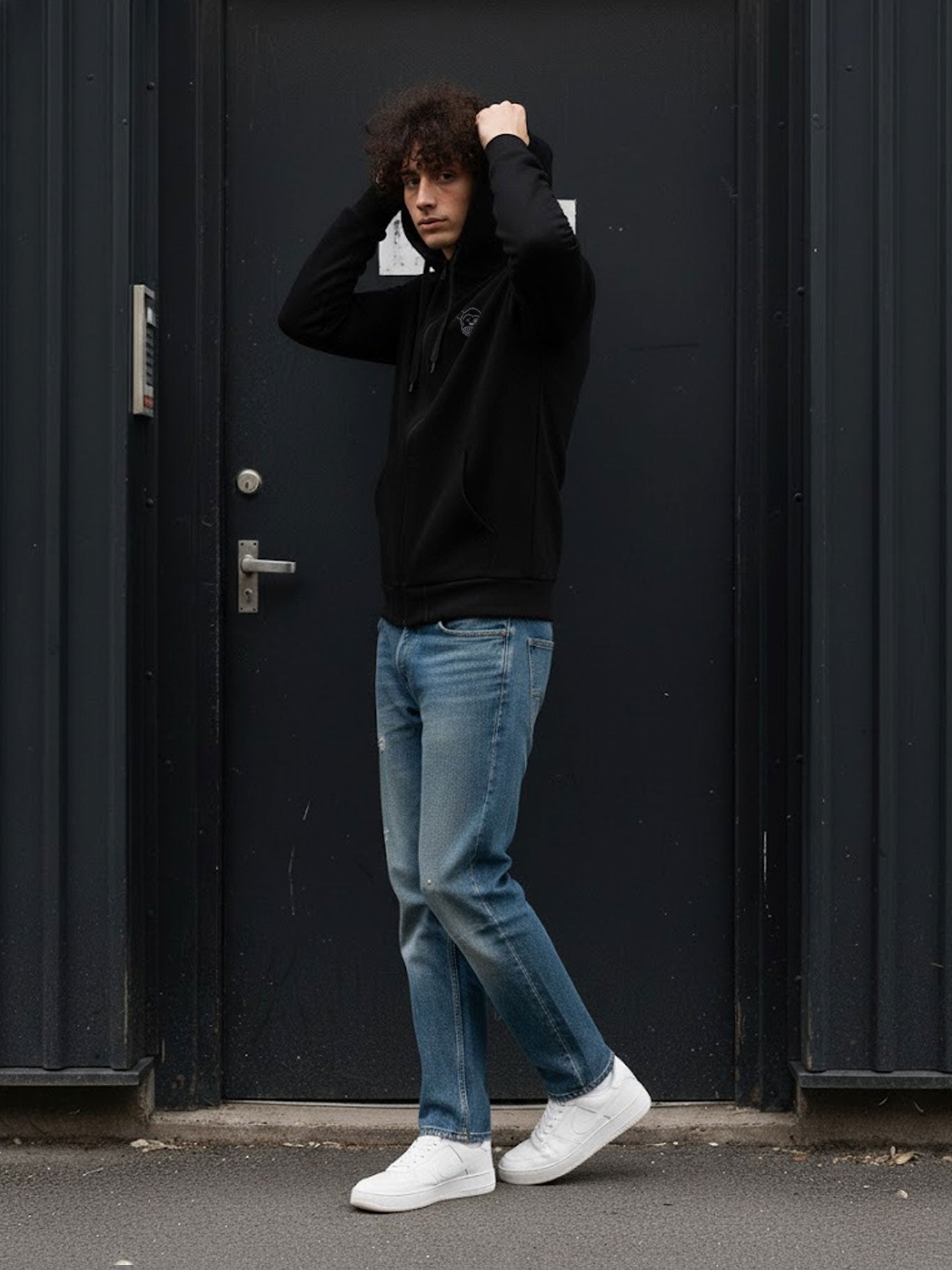 Loco Monky Schwarzer Chimp Kapuzenpullover mit Reißverschluss