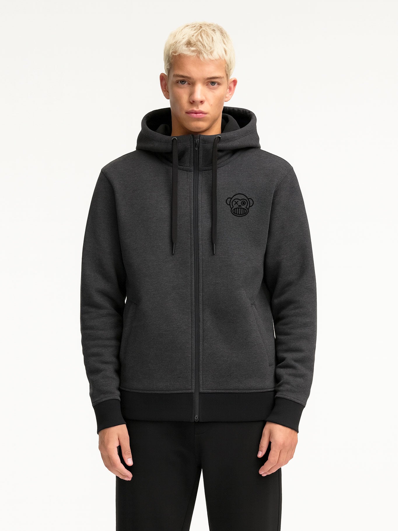 Sudadera con cremallera Chimp de Loco Monky Dark Grey