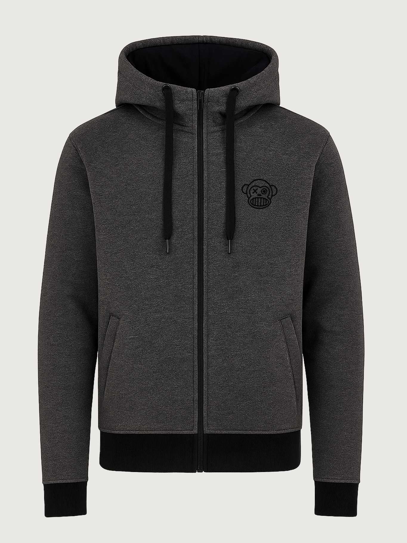 Sudadera con cremallera Chimp de Loco Monky Dark Grey