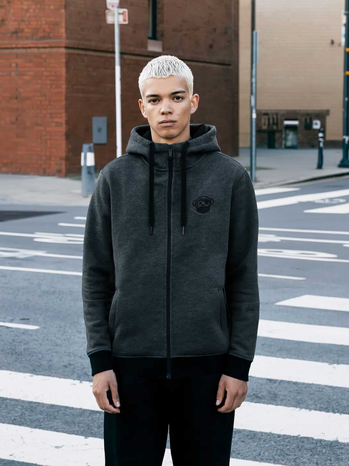 Sudadera con cremallera Chimp de Loco Monky Dark Grey