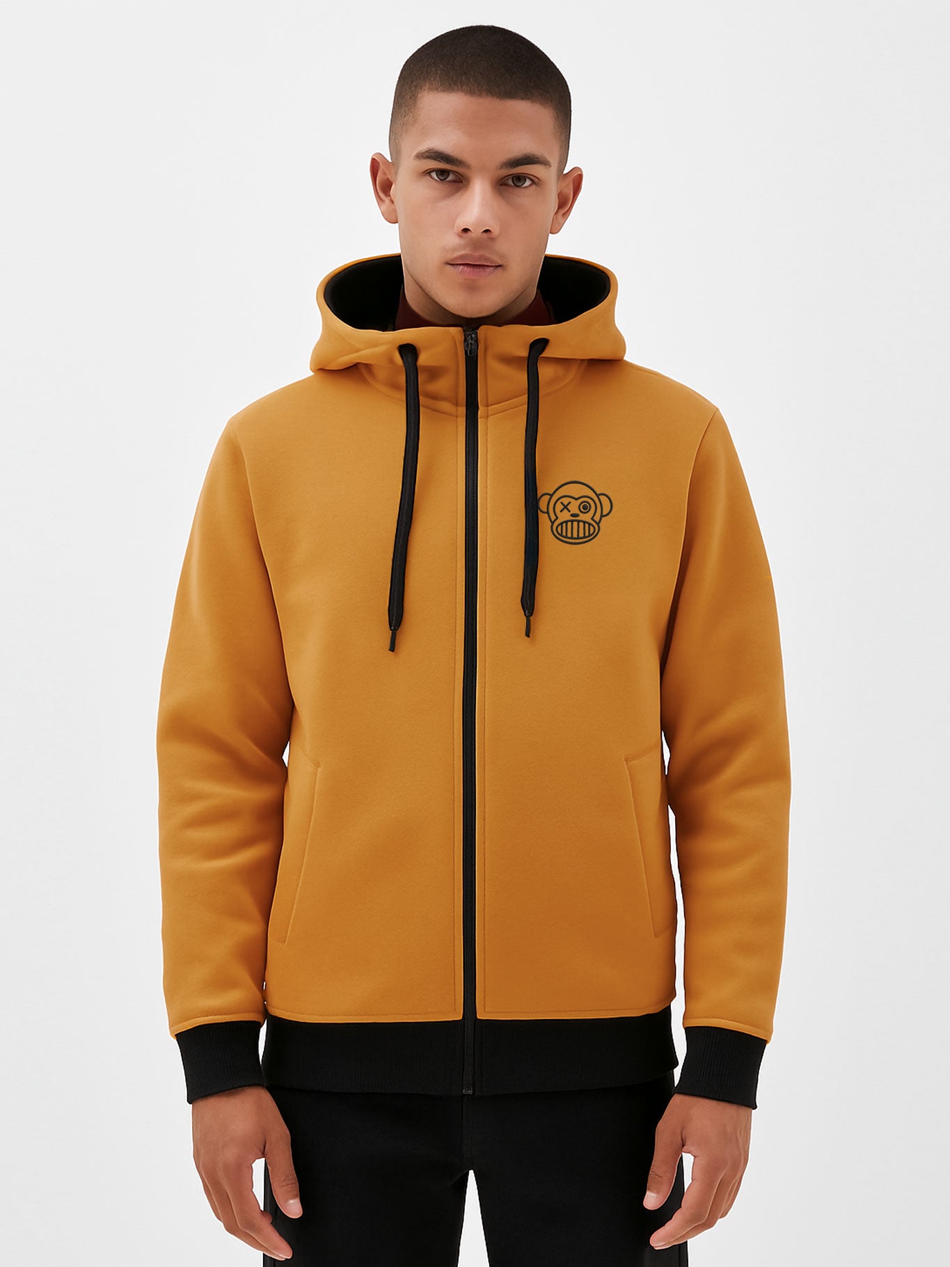 Sudadera con cremallera Chimp de Loco Monky Mustard