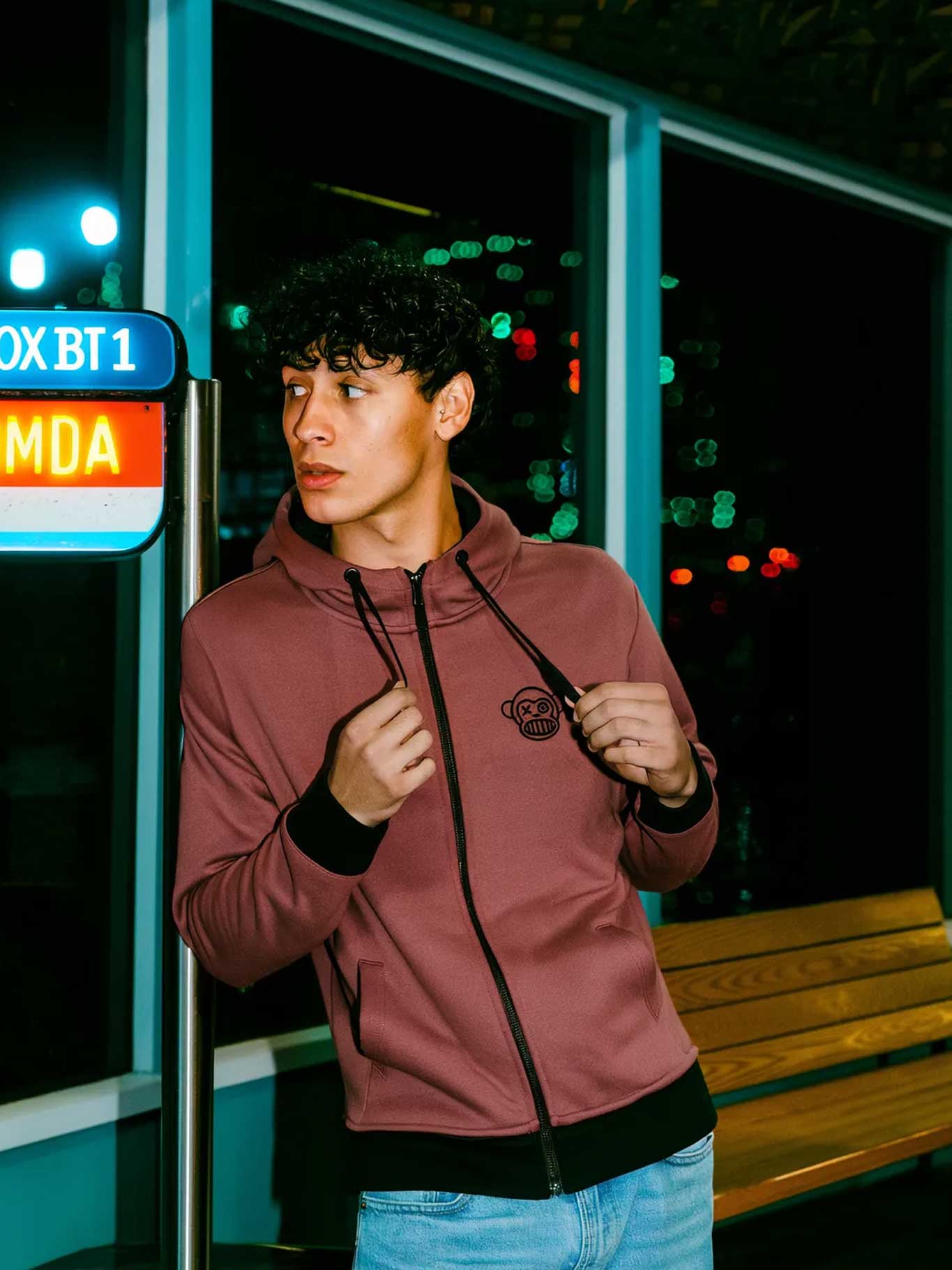 Sudadera con cremallera Chimp de Loco Monky Wine