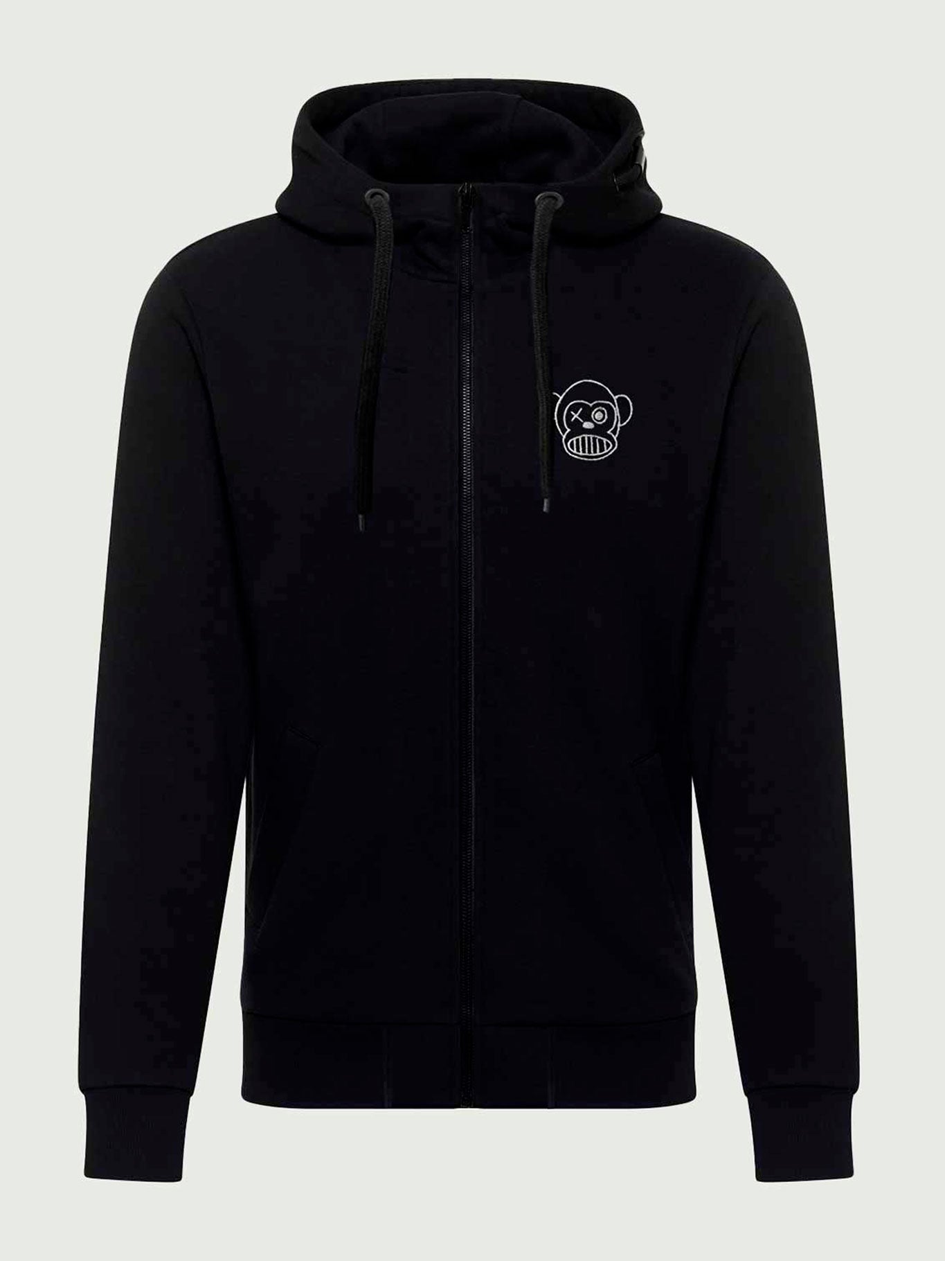 Loco Monky Schwarzer Chimp Kapuzenpullover mit Reißverschluss