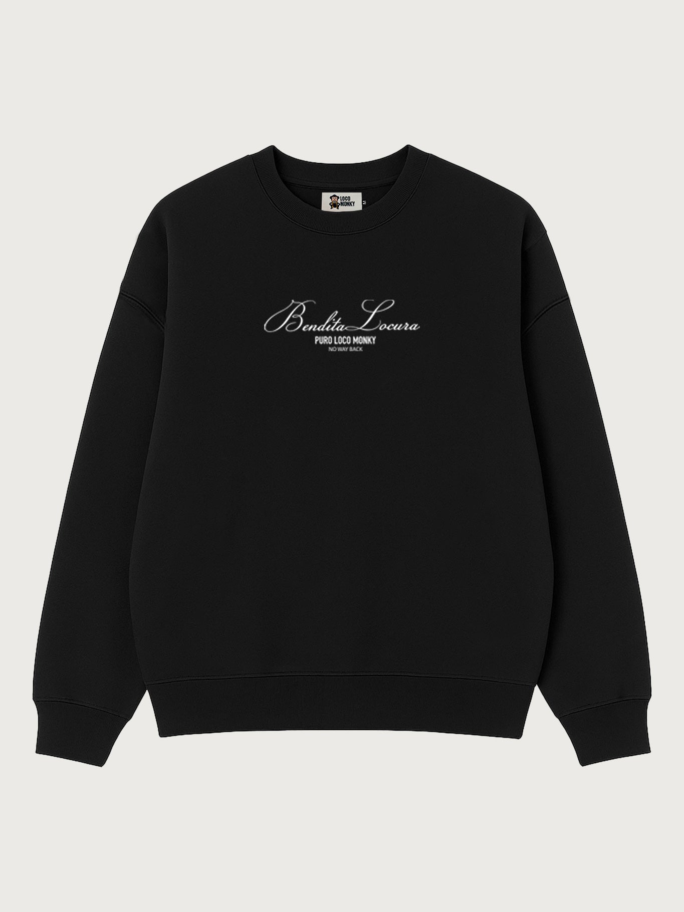 Sudadera Unisex Oversize Bendita Locura Bordado de Loco Monky Black