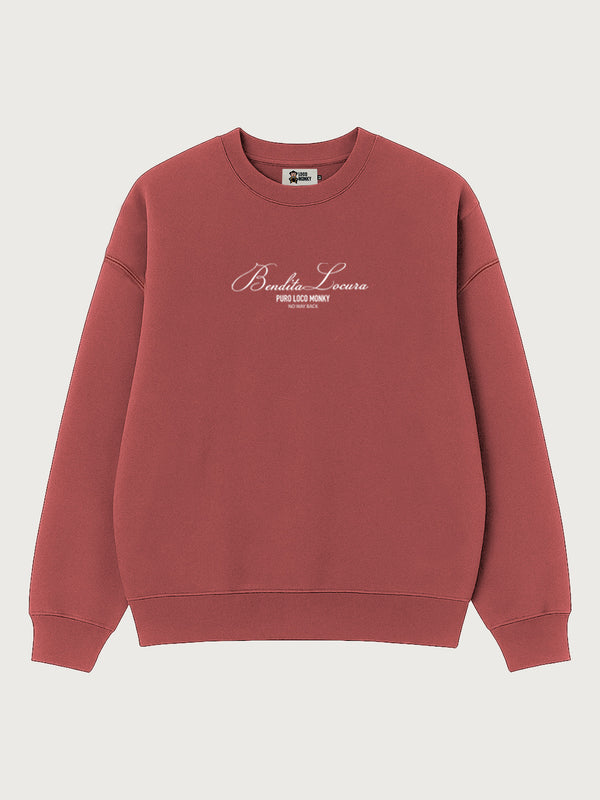 Sudadera Unisex Oversize Bendita Locura Bordado de Loco Monky Wine by LOCO MONKY
