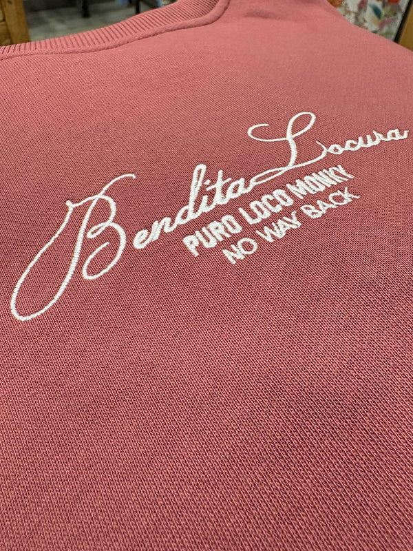 Sudadera Unisex Oversize Bendita Locura Bordado de Loco Monky Wine by LOCO MONKY