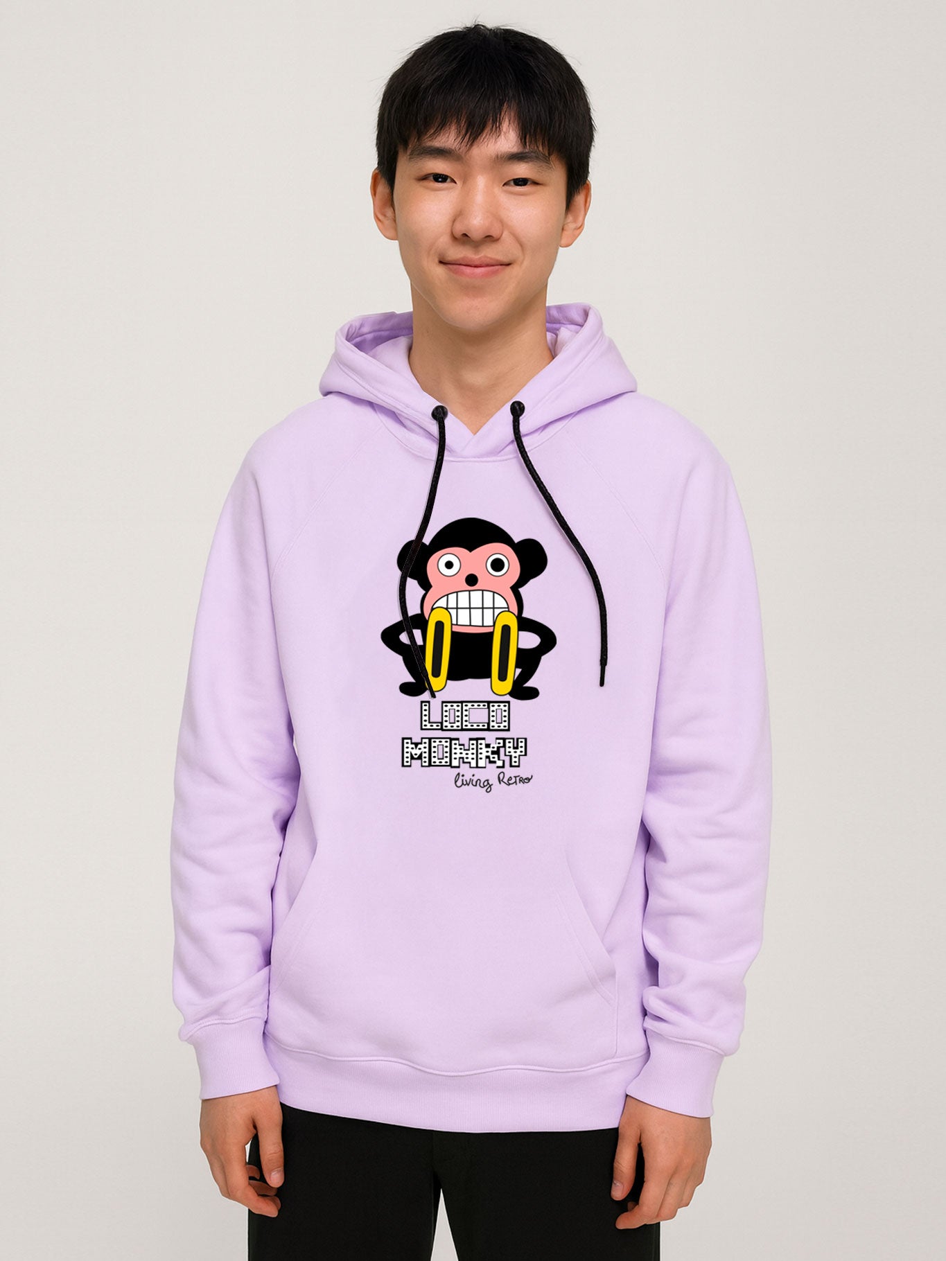 Sudadera con capucha Unisex LOCO MONKY LIVING RETRO Violet