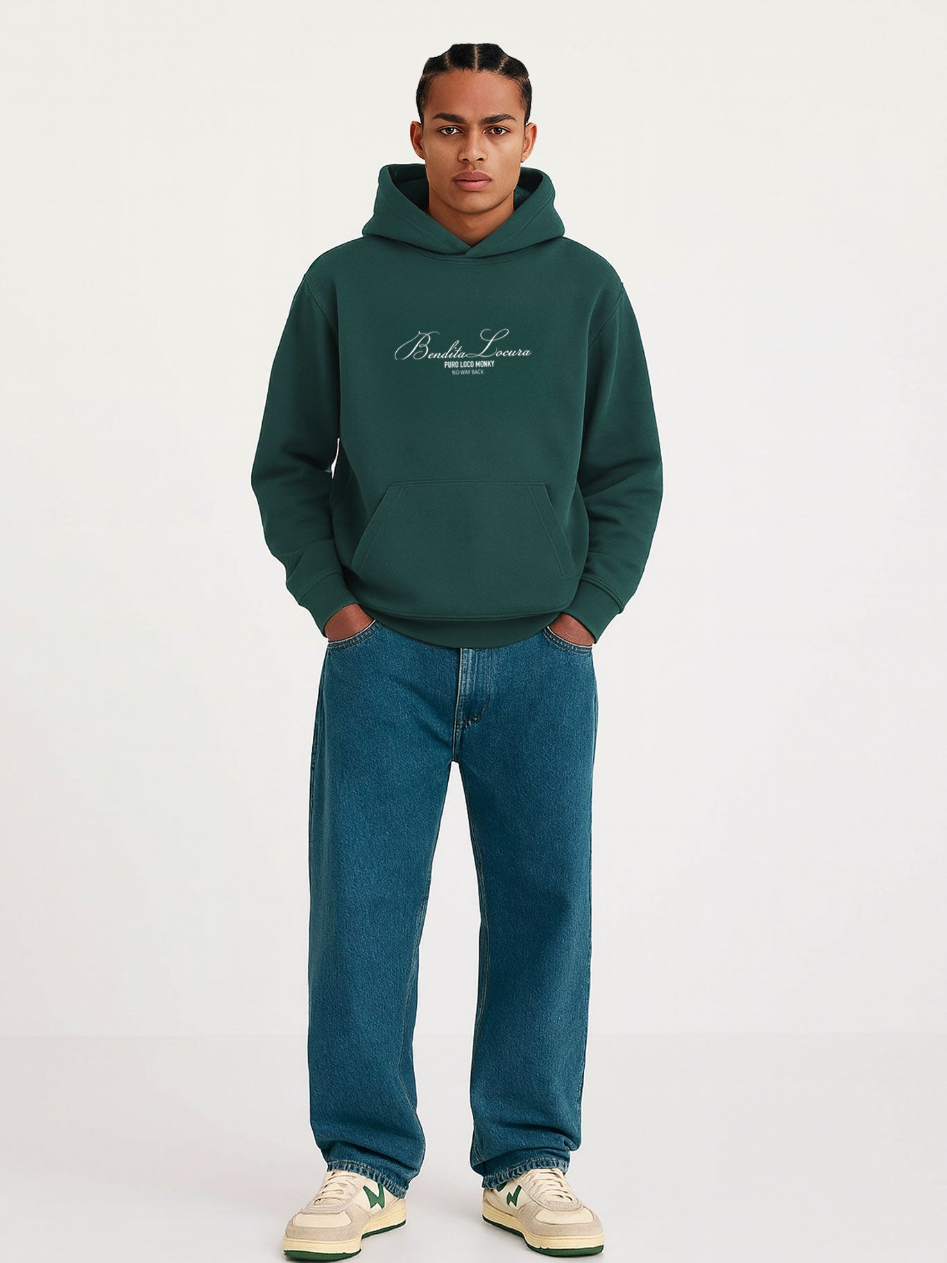 Sudadera Unisex Bendita Locura Bordado de Loco Monky Dark Green