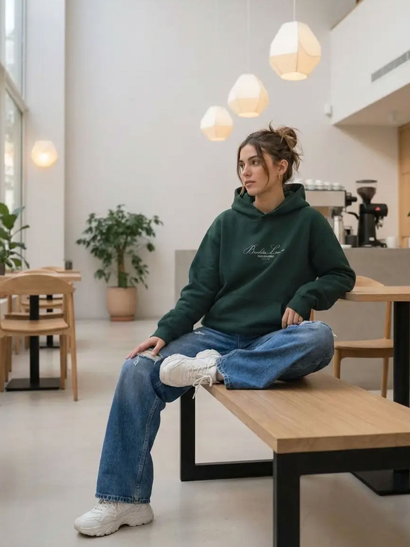 Sudadera Unisex Bendita Locura Bordado de Loco Monky Dark Green