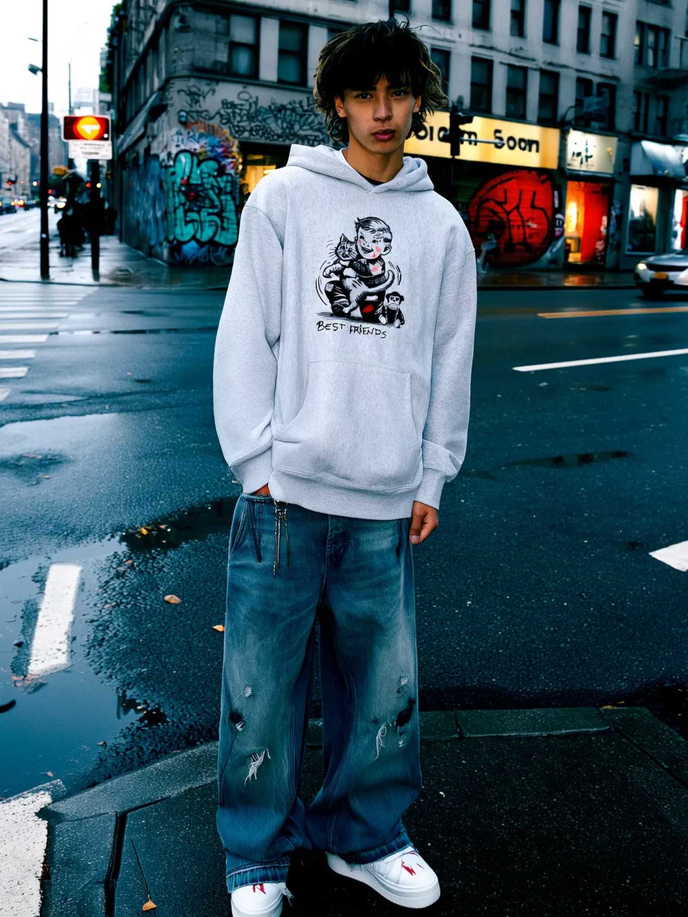 Sudadera Best Friends de Loco Monky heather grey