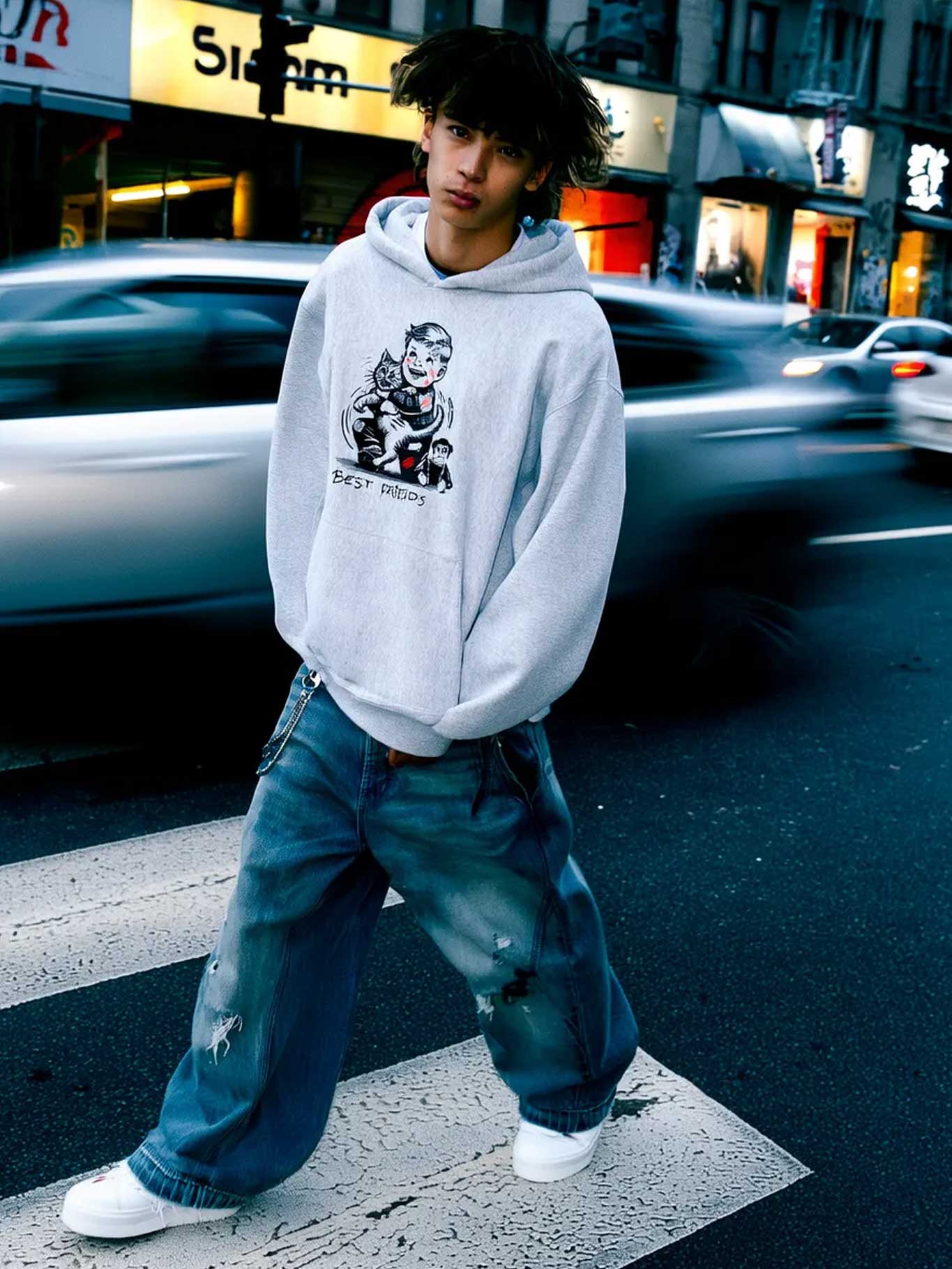 Sudadera Best Friends de Loco Monky heather grey