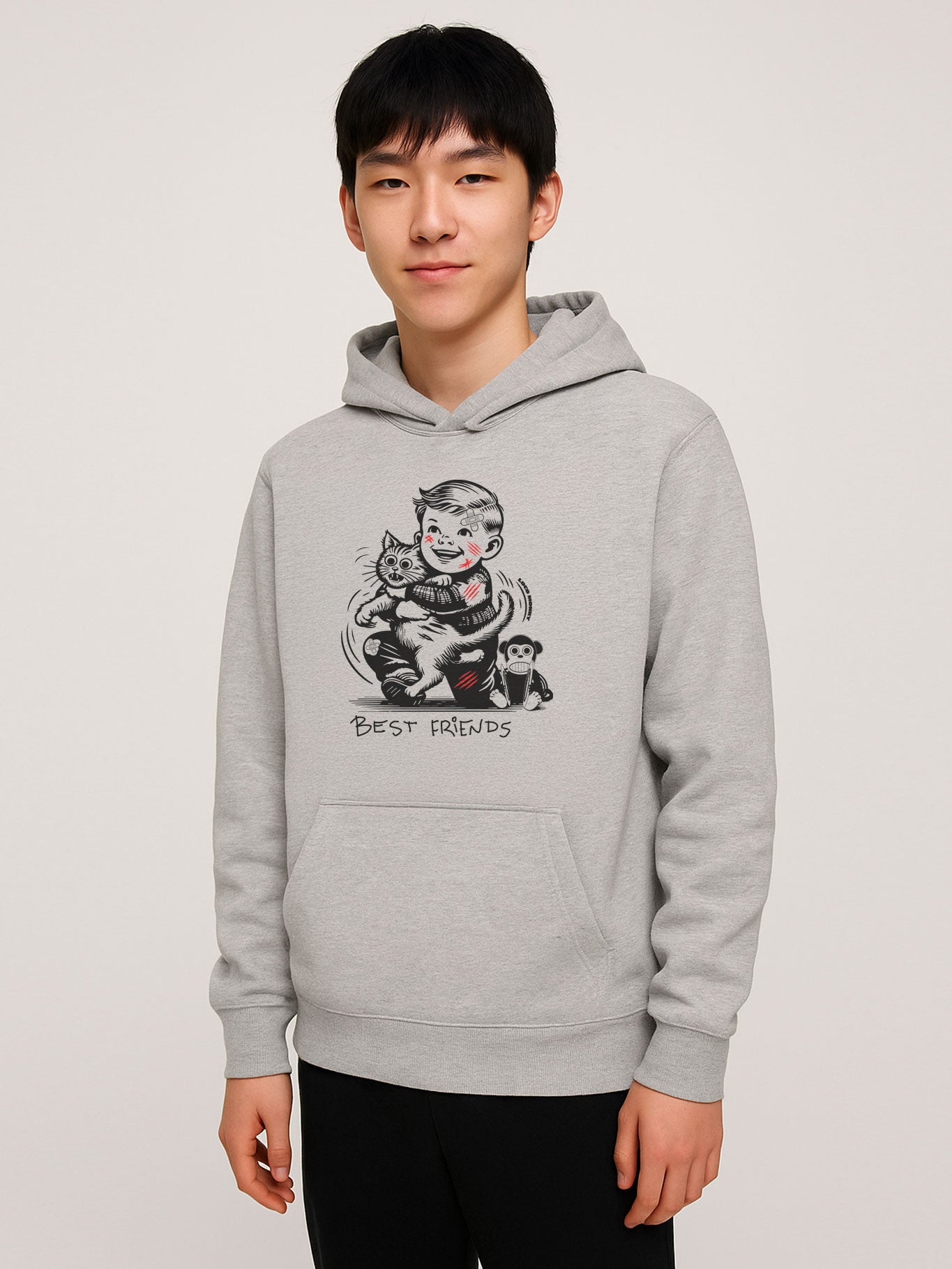 Sudadera Best Friends de Loco Monky heather grey
