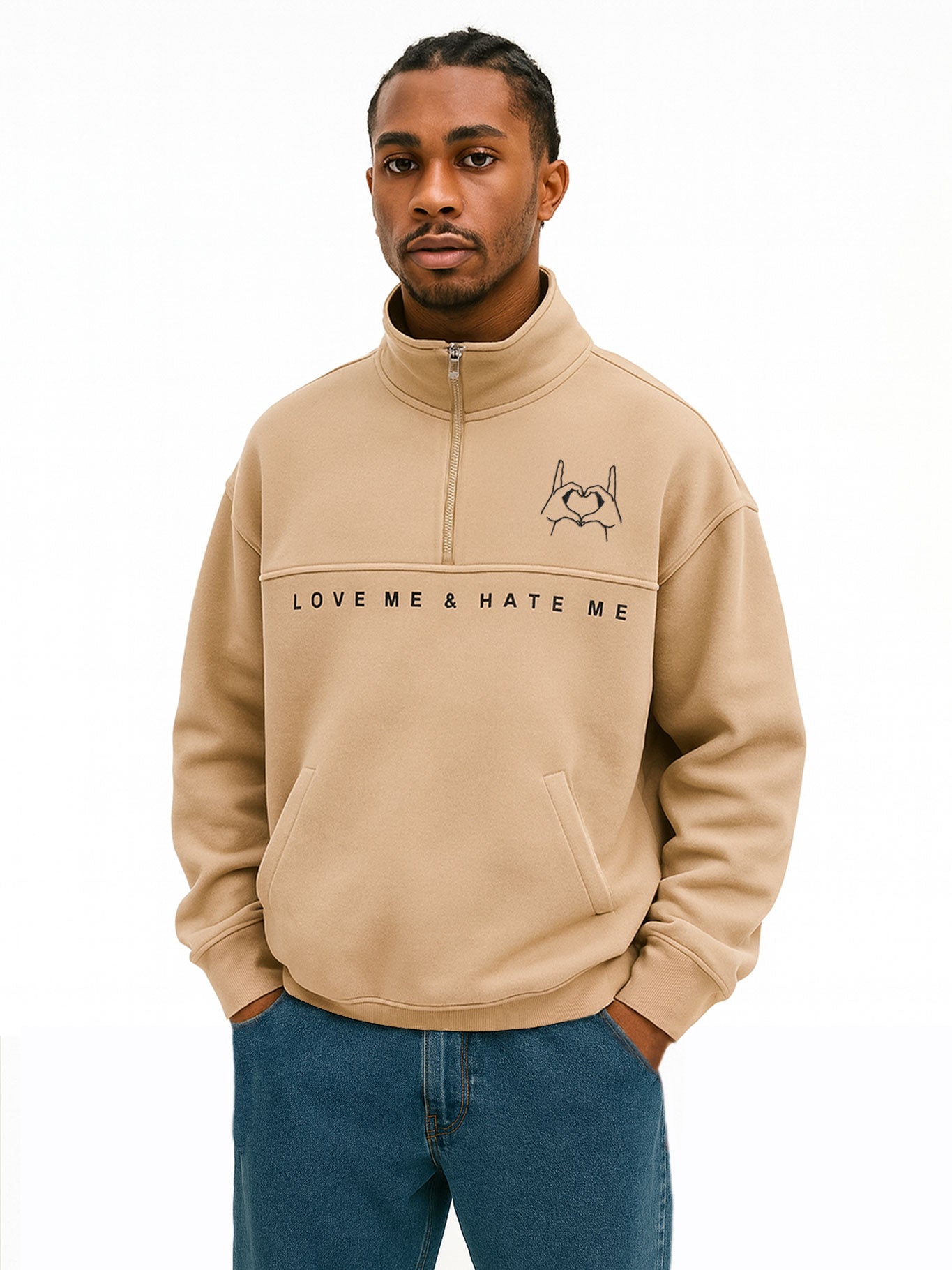 Sudadera unisex Oversize Love Me & Hate Me II logo bordado de Loco Monky