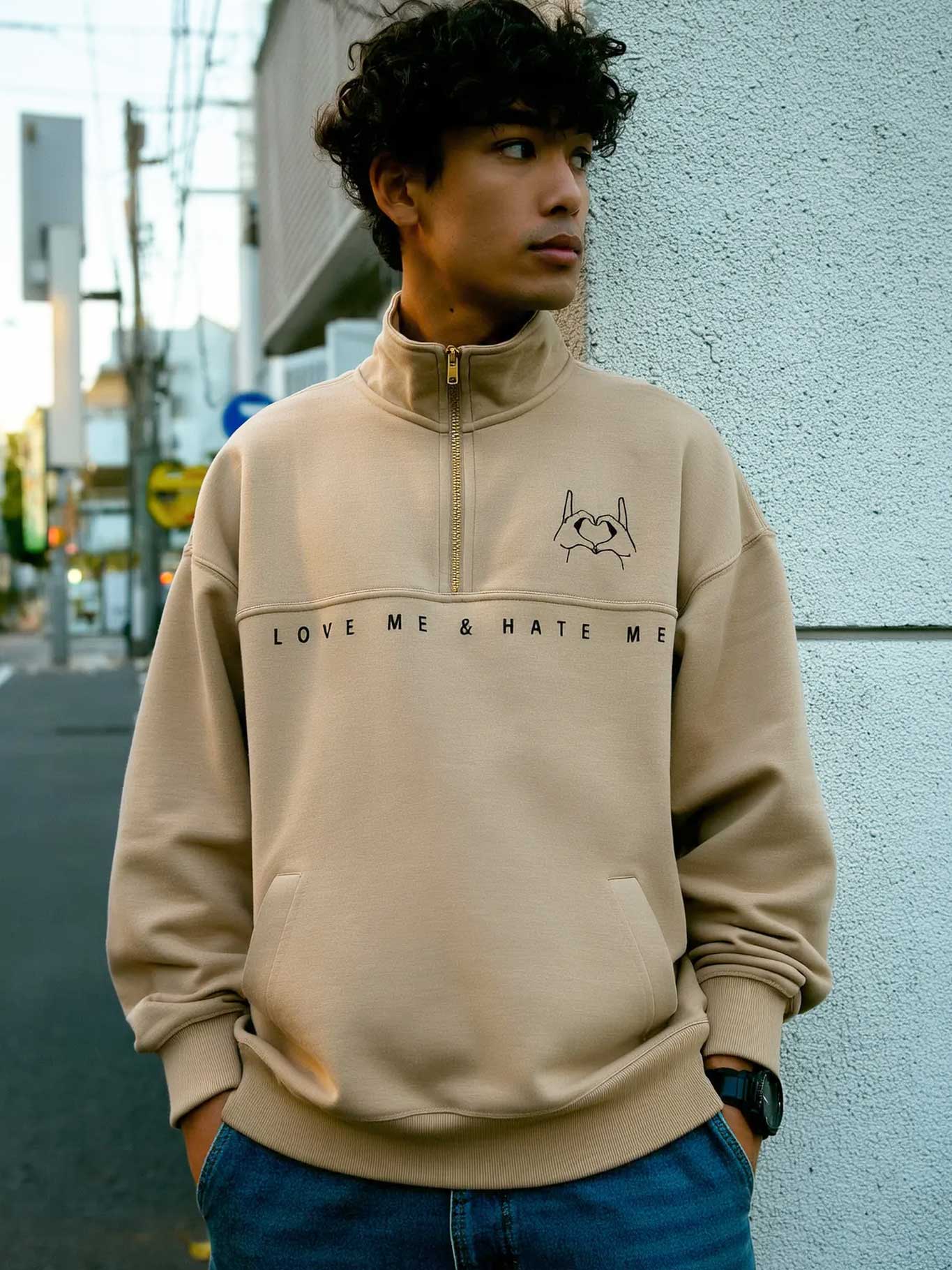 Sudadera unisex Oversize Love Me & Hate Me II logo bordado de Loco Monky