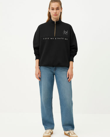 Sudadera Oversize Unisex Love Me & Hate Me de Loco Monky Black by LOCO MONKY