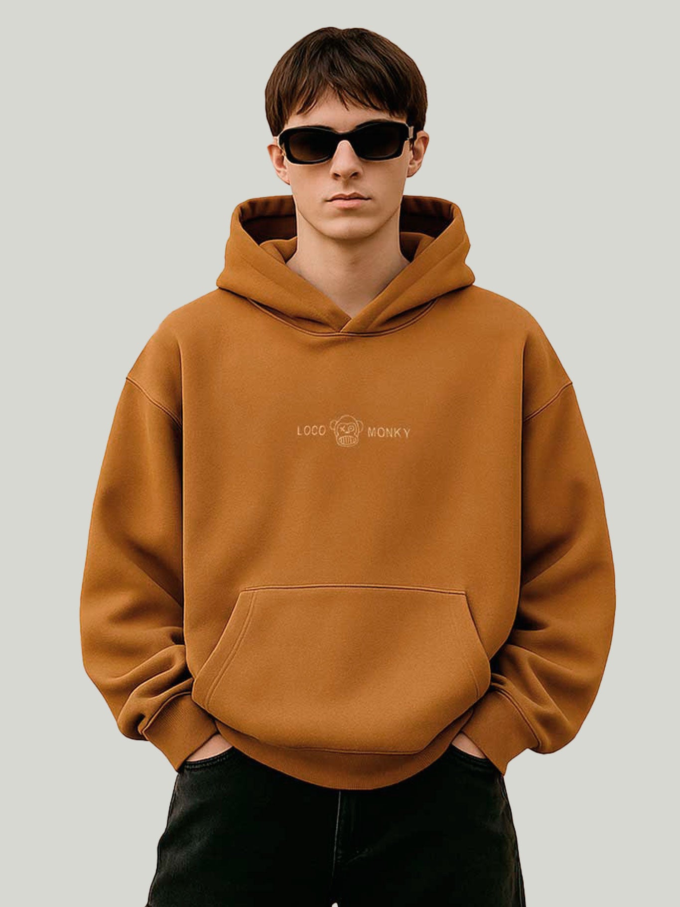 Sudadera Unisex Oversize Lazy de Loco Monky Brown