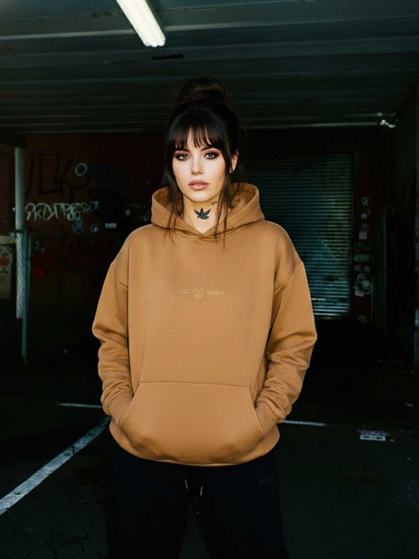 Sudadera Unisex Oversize Lazy de Loco Monky Brown by LOCO MONKY