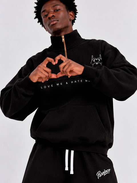 Sudadera Oversize Unisex Love Me & Hate Me de Loco Monky Black