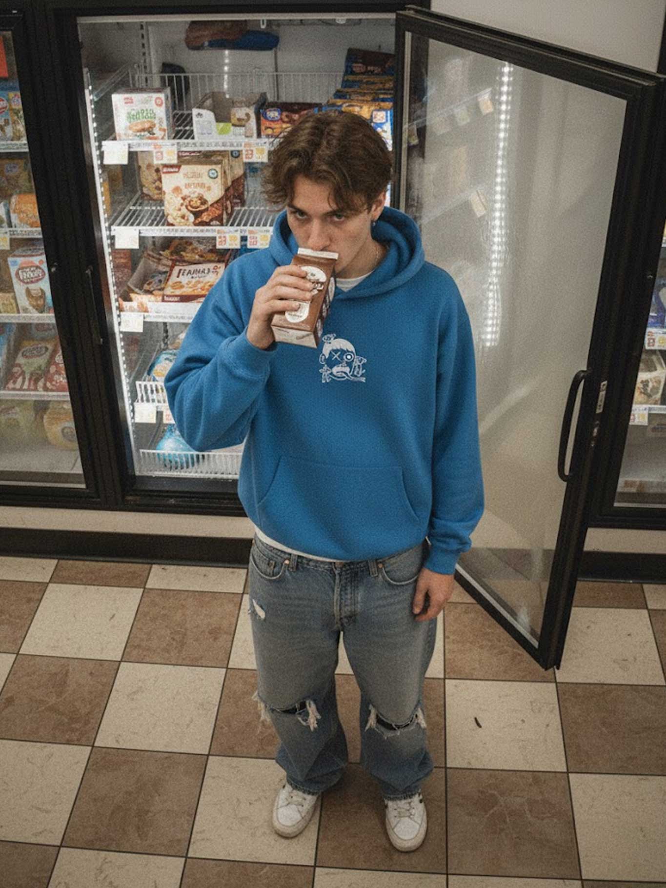 Sudadera Unisex Monos in my face de Loco Monky Blue