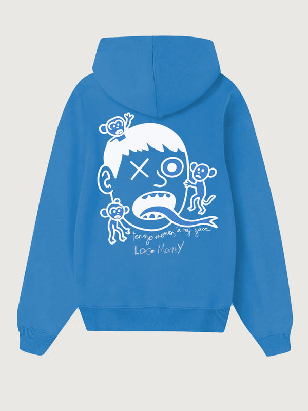 Sudadera Unisex Monos in my face de Loco Monky Blue by LOCO MONKY