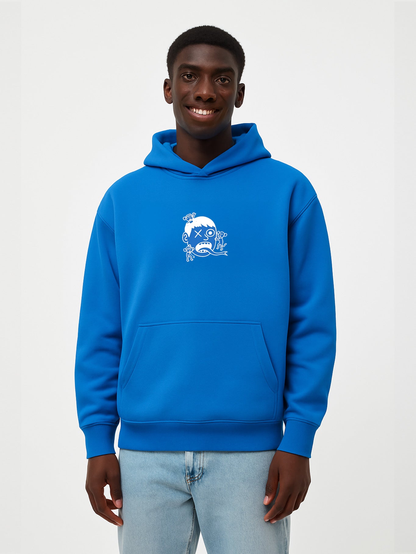Sudadera Unisex Monos in my face de Loco Monky Blue