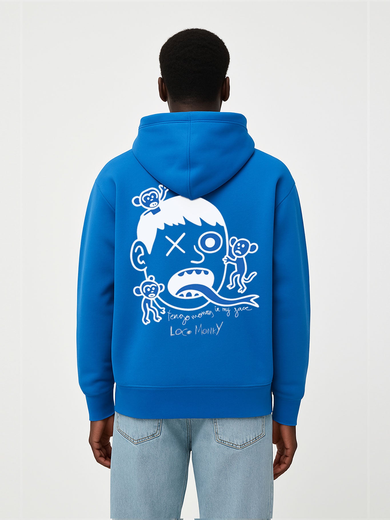 Sudadera Unisex Monos in my face de Loco Monky Blue