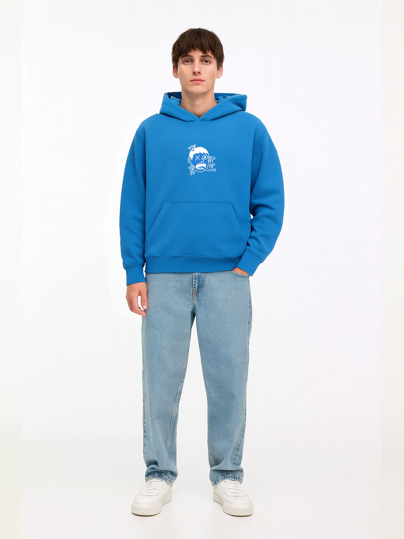 Sudadera Unisex Monos in my face de Loco Monky Blue