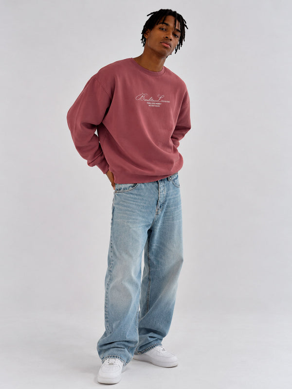 Sudadera Unisex Oversize Bendita Locura Bordado de Loco Monky Wine