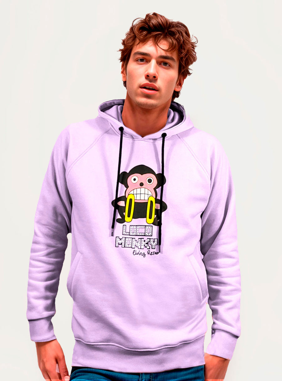 Sudadera con capucha Unisex LOCO MONKY LIVING RETRO Violet